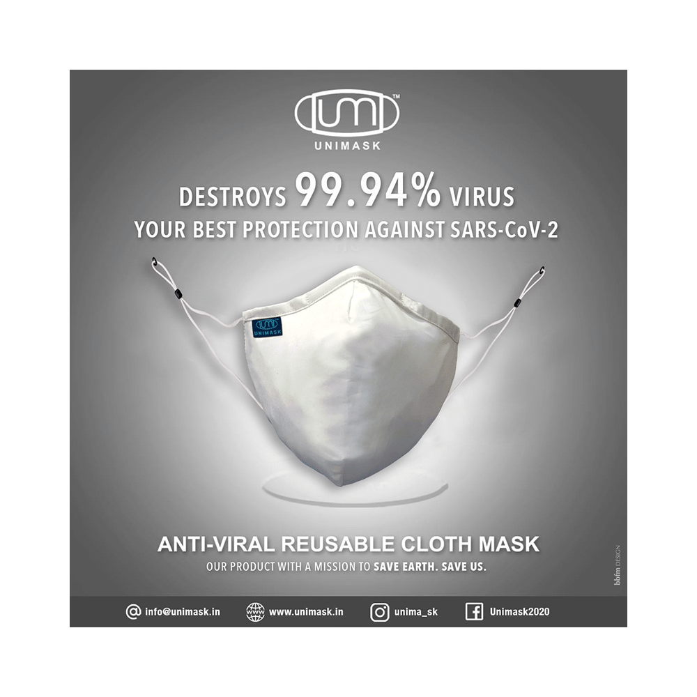 Unimask Anti-Viral Reusable Cloth Mask White - Image 2