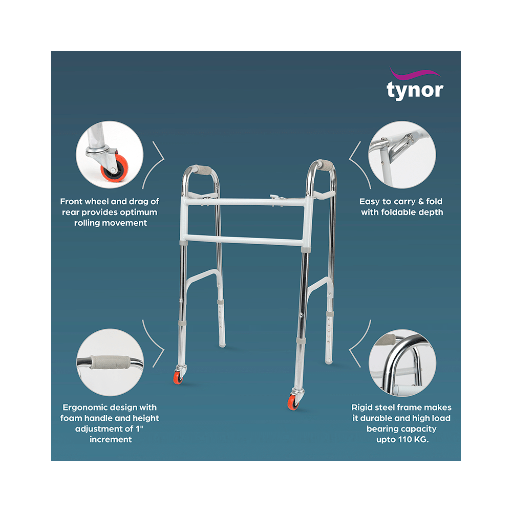 Tynor L 29 Walker Invalid's HD with Front Wheels Silver Universal - Image 3
