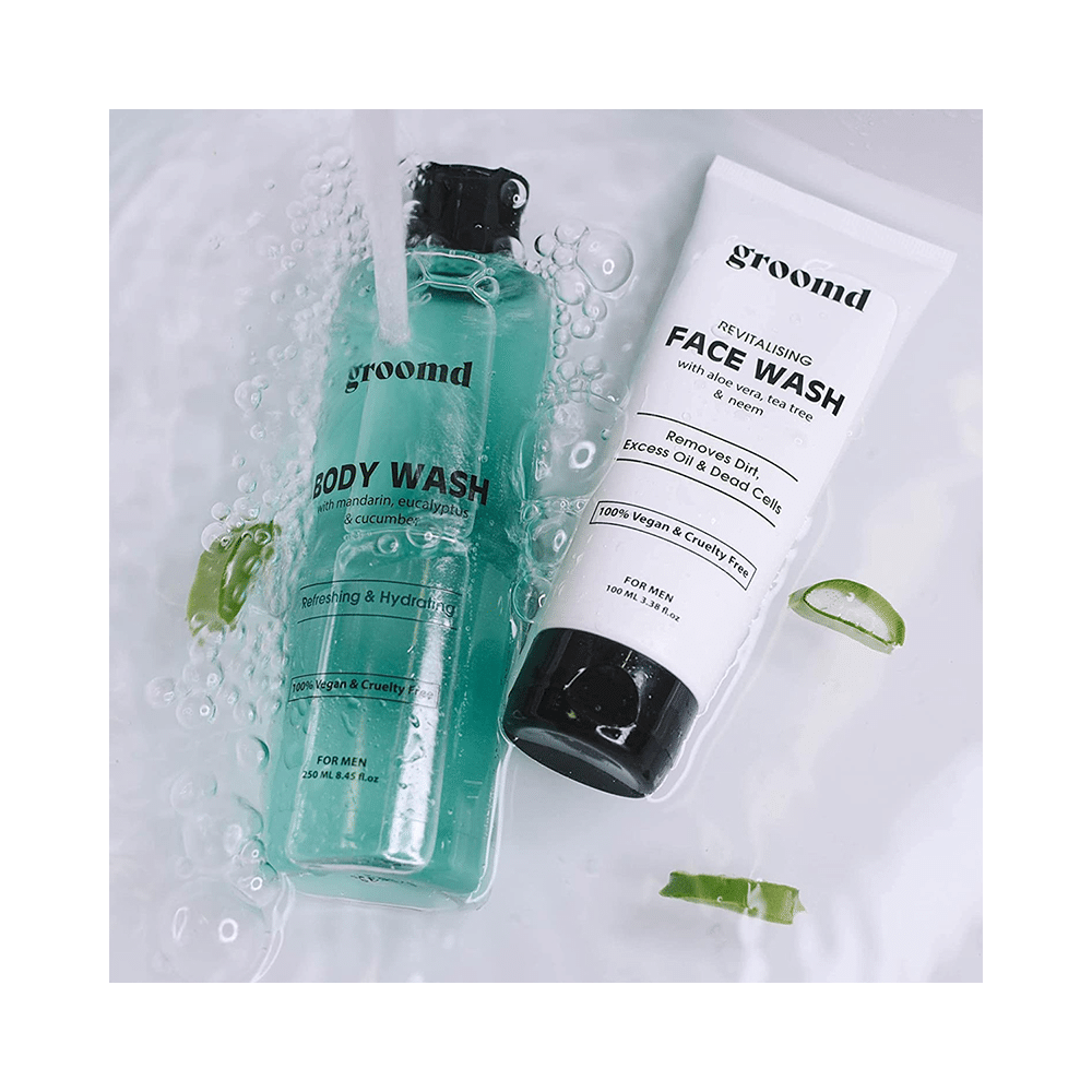 Groomd Combo Pack of Body Wash, Face Wash, Face Moisturizer, Post Shave Balm, Shvaing Gel, Hair Conditioner, Hair Shampoo & Shaving Brush for Men - Image 5