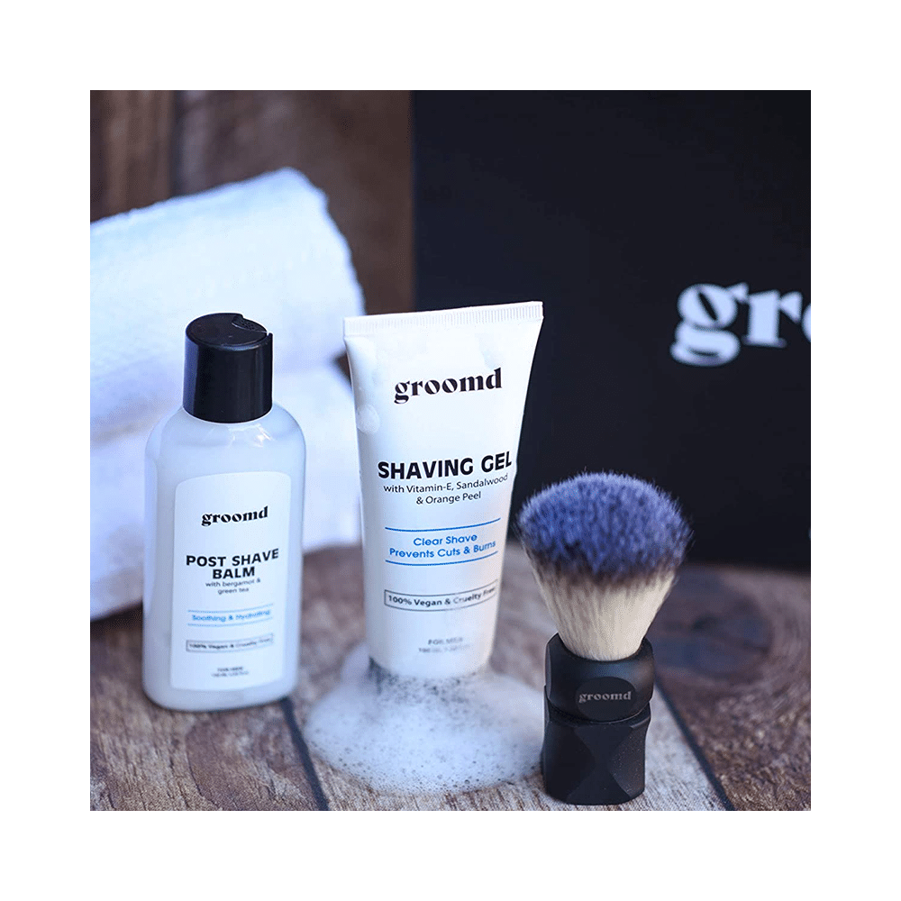 Groomd Combo Pack of Body Wash, Face Wash, Face Moisturizer, Post Shave Balm, Shvaing Gel, Hair Conditioner, Hair Shampoo & Shaving Brush for Men - Image 3