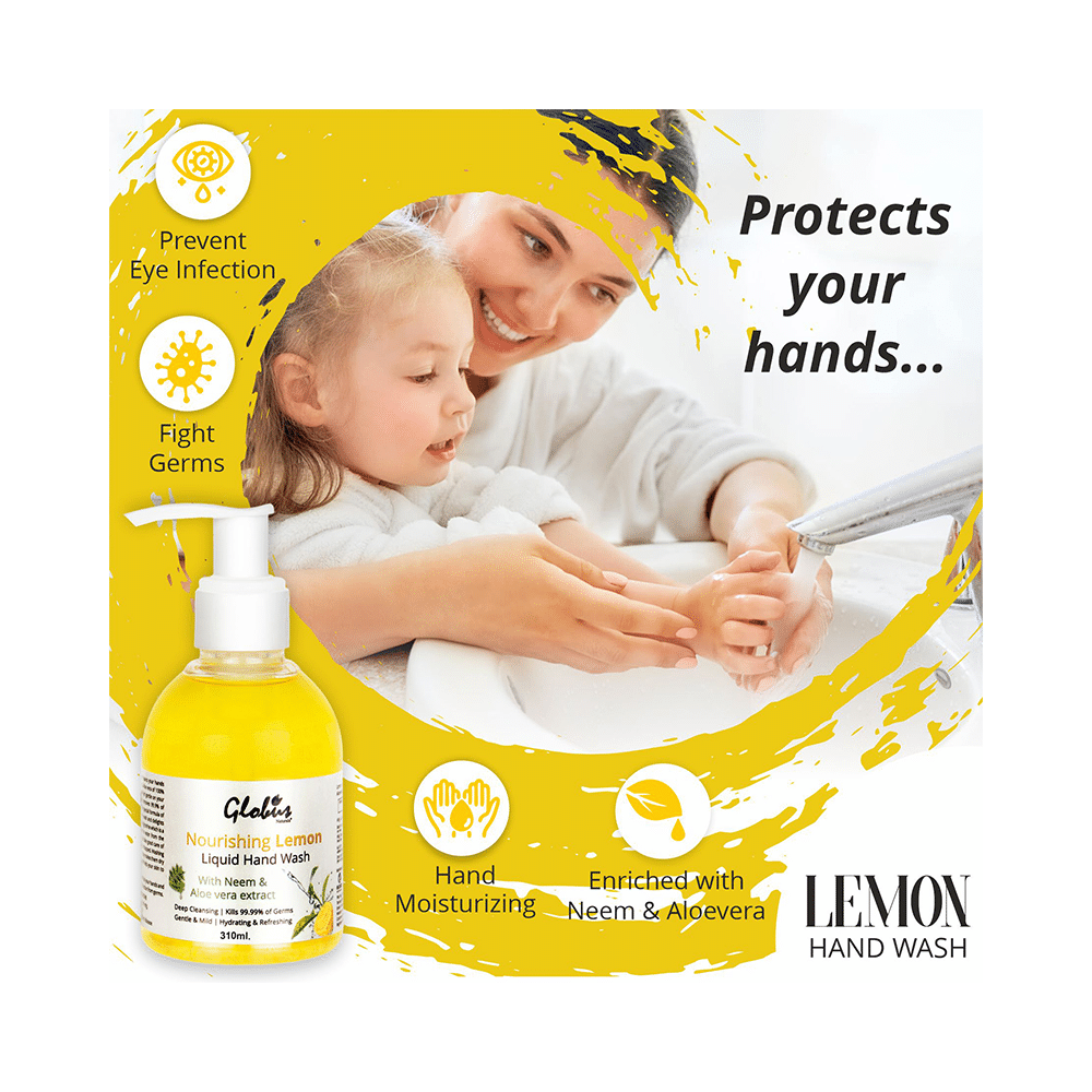 Globus Naturals Nourishing Lemon Liquid Hand Wash - Image 2