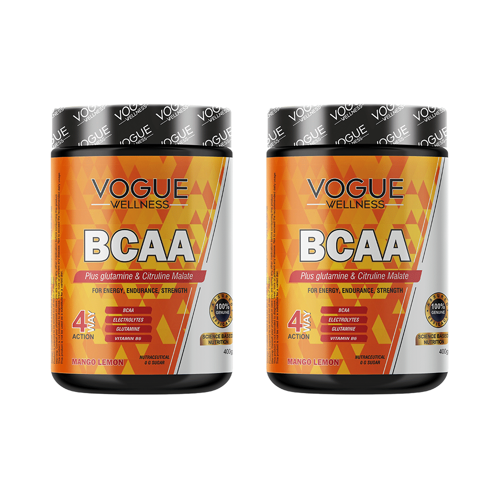 Vogue Wellness BCAA Powder (400gm Each) Mango Lemon - Image 1