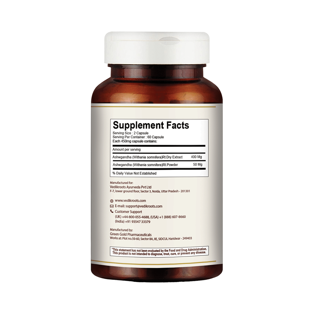 Vedikroots Ashwagandha Veg Capsule (60 Each) - Image 2