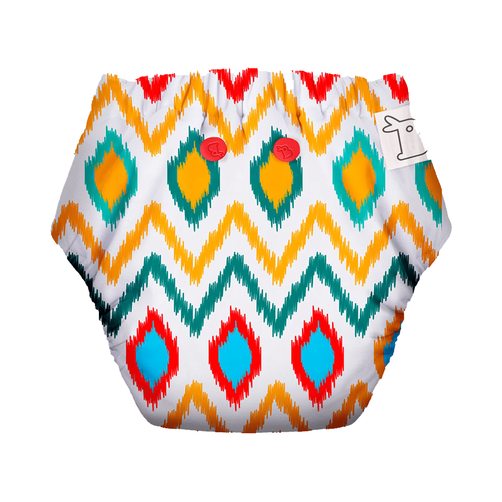 Superbottoms UNO Washable & Reusable Adjustable Cloth Diaper with Dry Feel Pads Set Free Size Ikat Chevron - Image 3