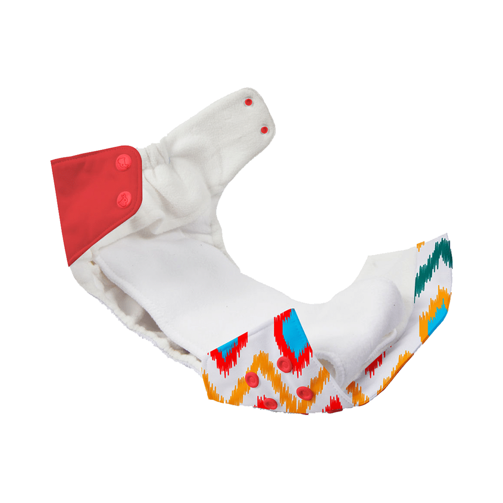 Superbottoms UNO Washable & Reusable Adjustable Cloth Diaper with Dry Feel Pads Set Free Size Ikat Chevron - Image 5