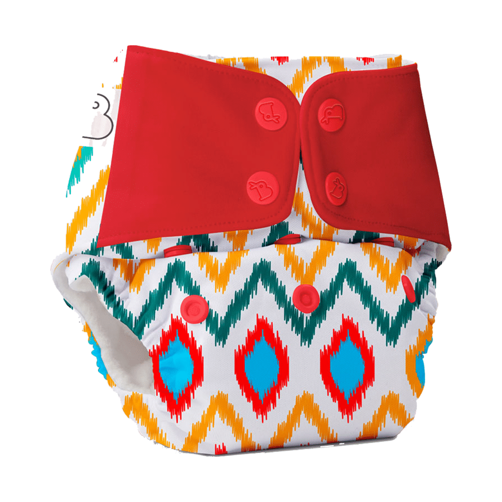 Superbottoms UNO Washable & Reusable Adjustable Cloth Diaper with Dry Feel Pads Set Free Size Ikat Chevron - Image 6