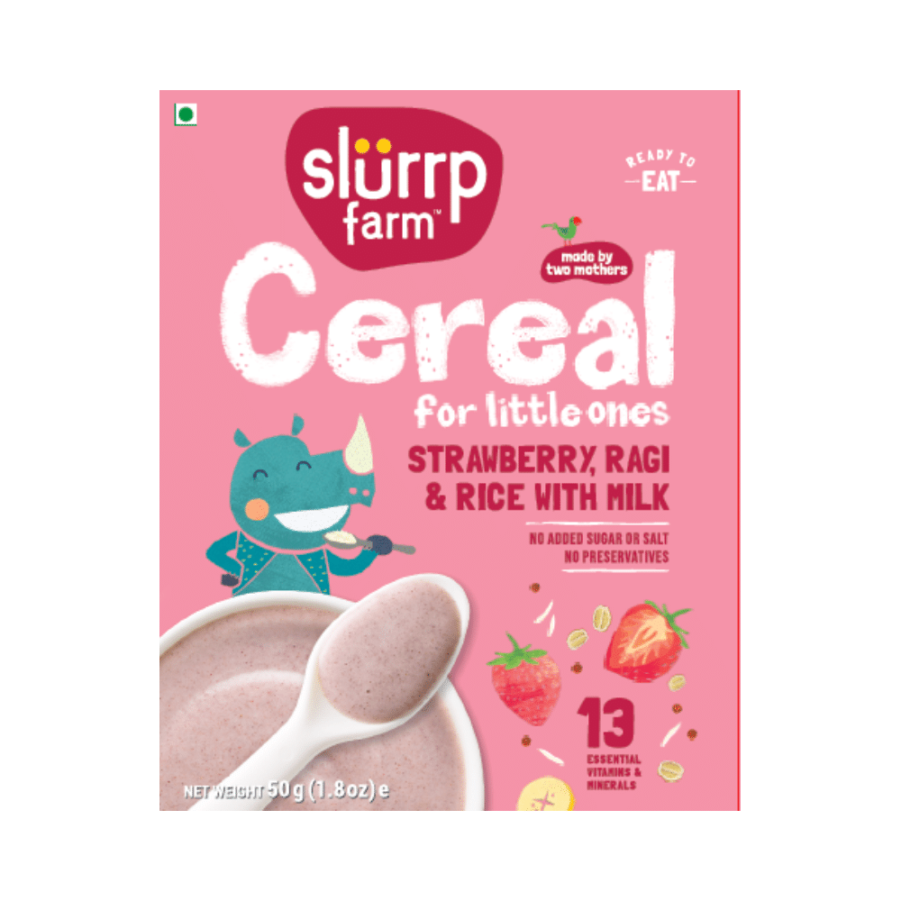Slurrp Farm Cereal for Little Ones | Strawberry, Ragi & Rice with Milk