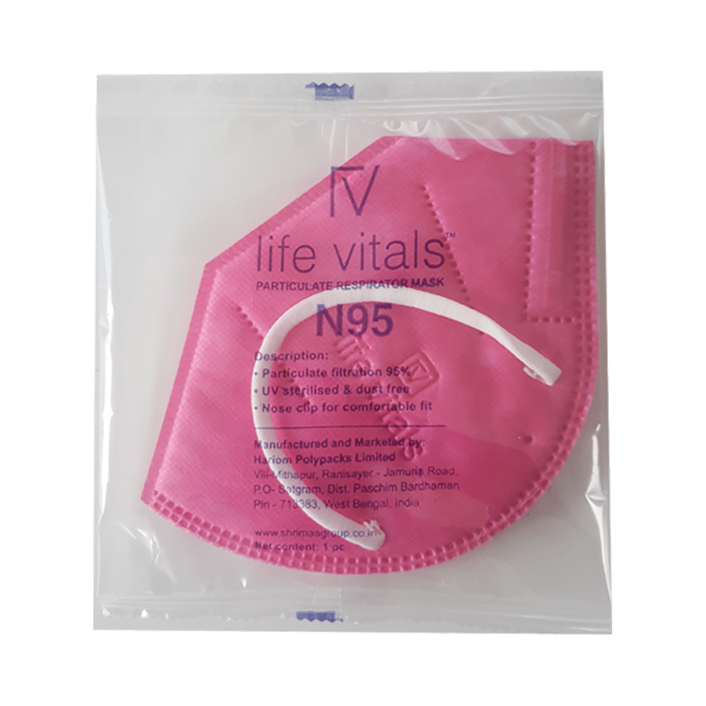 Life Vitals N95 Earloop Particulate Respirator Mask Free Size Pink - Image 4