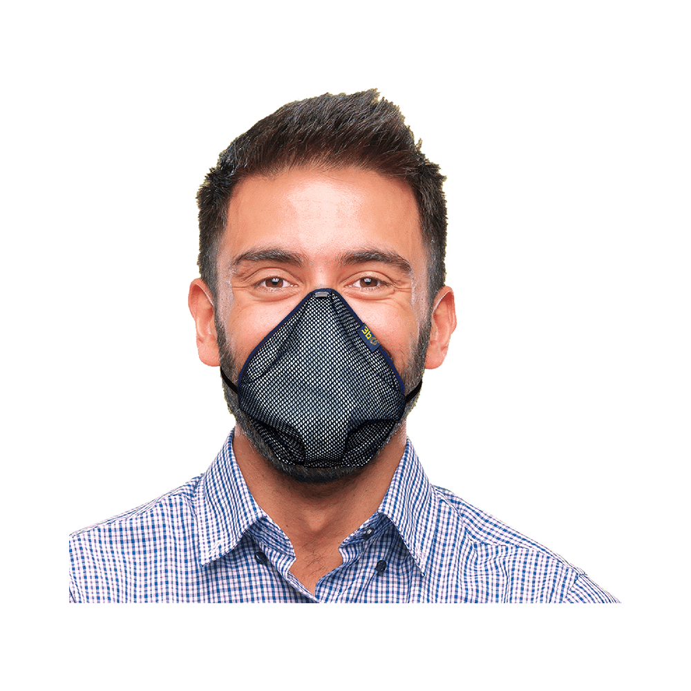 3bo Large Deltoid Turbo Face Mask in Navy Mesh with Maroon, Yellow & Navy Binding - Image 1