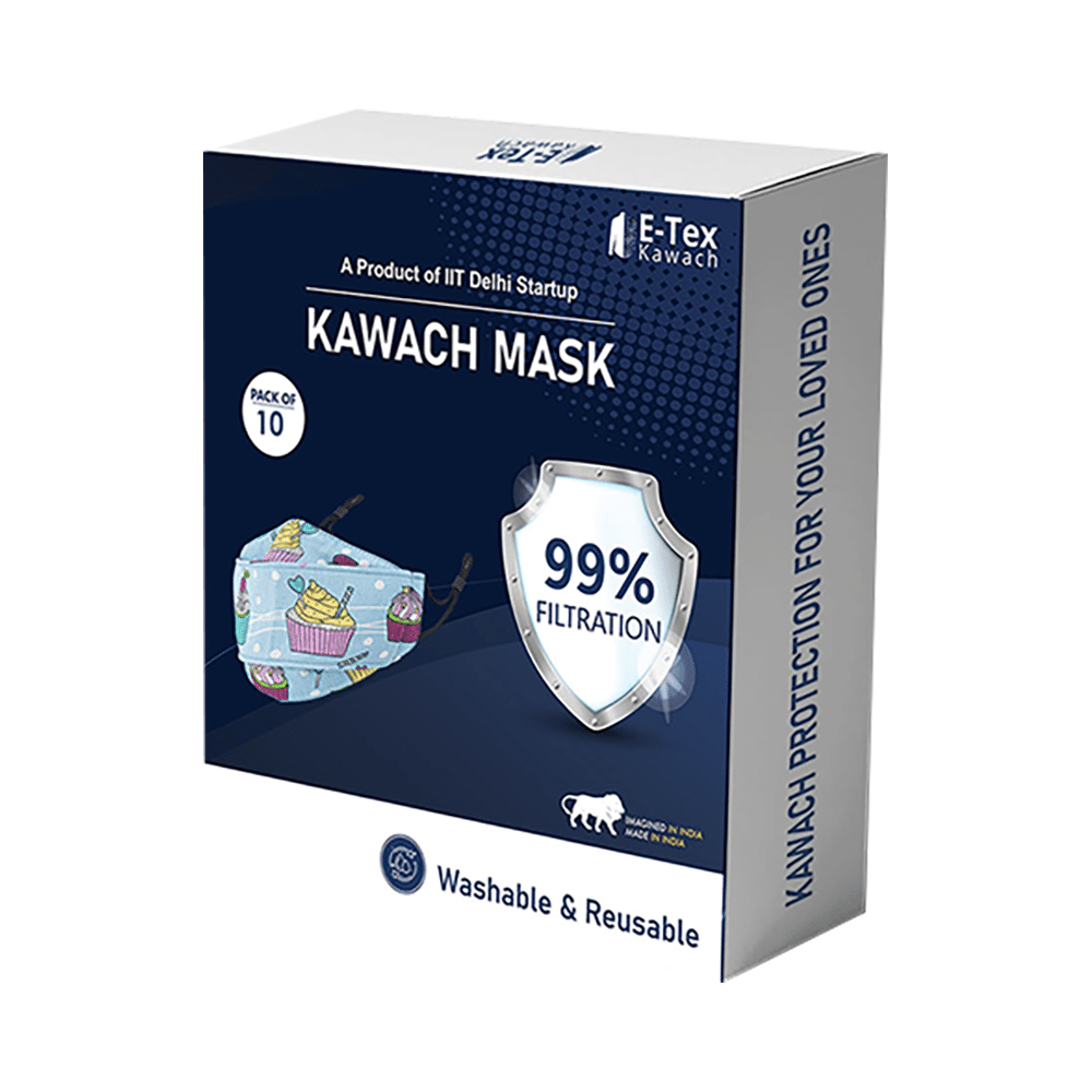 Kawach Ultrasoft Cotton Face Mask for Kids, Reusable and Washable, 99% Protection Adjustable EarLoop 3D Printed XS Multicolor - Image 3