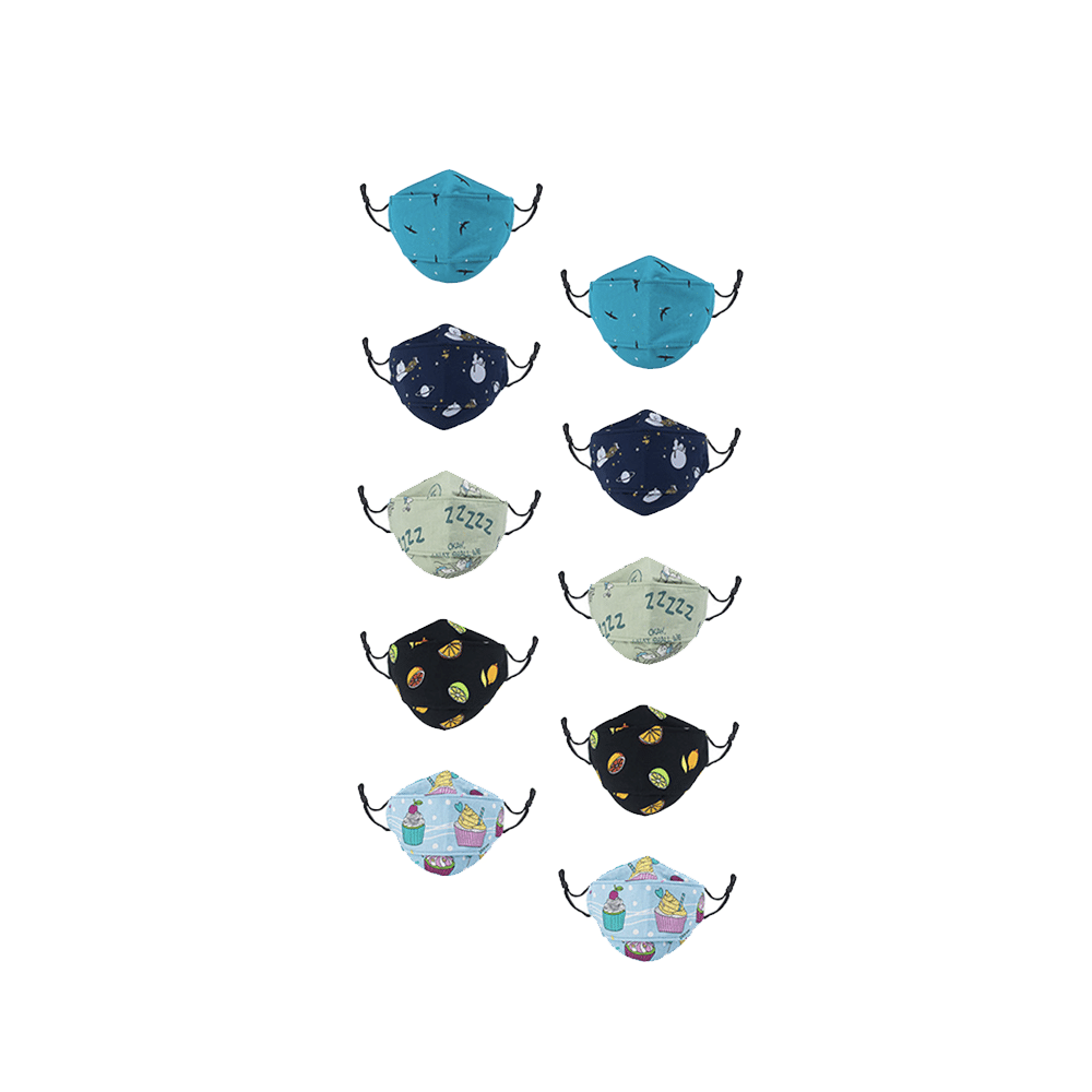 Kawach Ultrasoft Cotton Face Mask for Kids, Reusable and Washable, 99% Protection Adjustable EarLoop 3D Printed XS Multicolor - Image 1