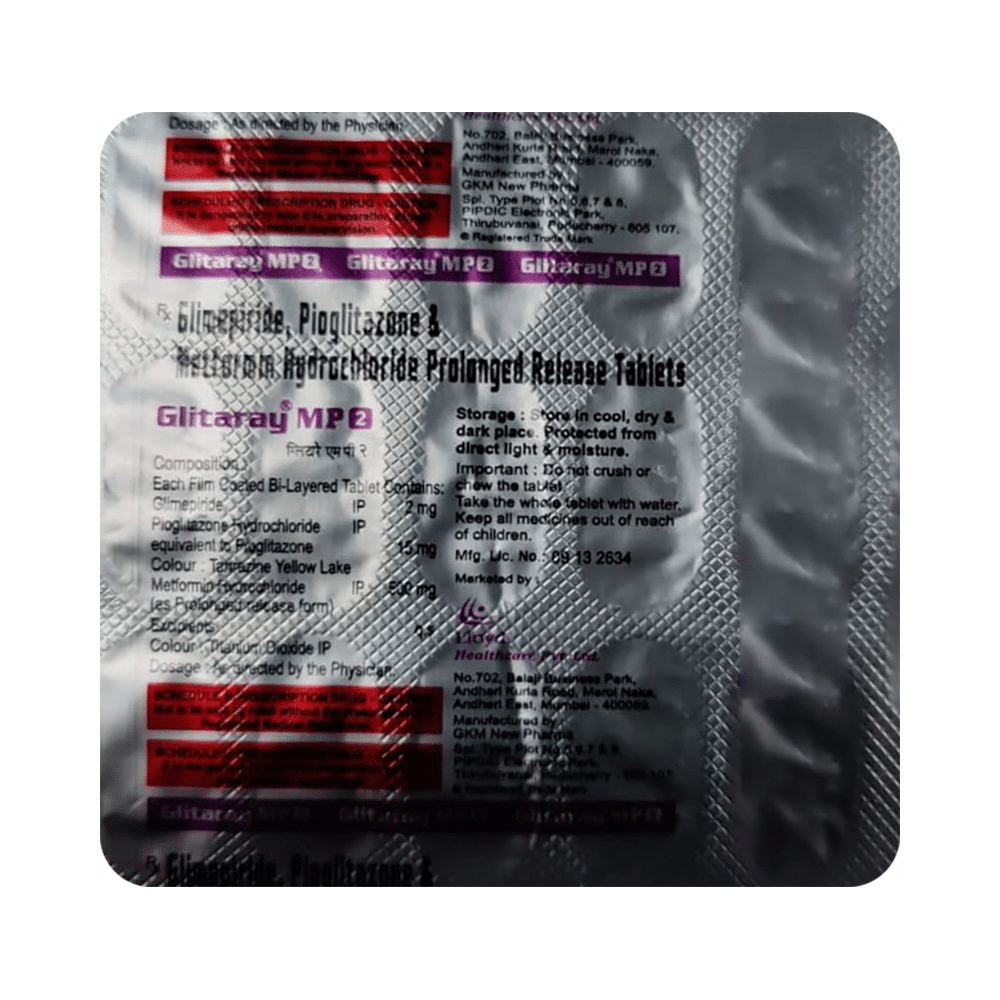 Glitaray MP 2mg/500mg/15mg Tablet PR