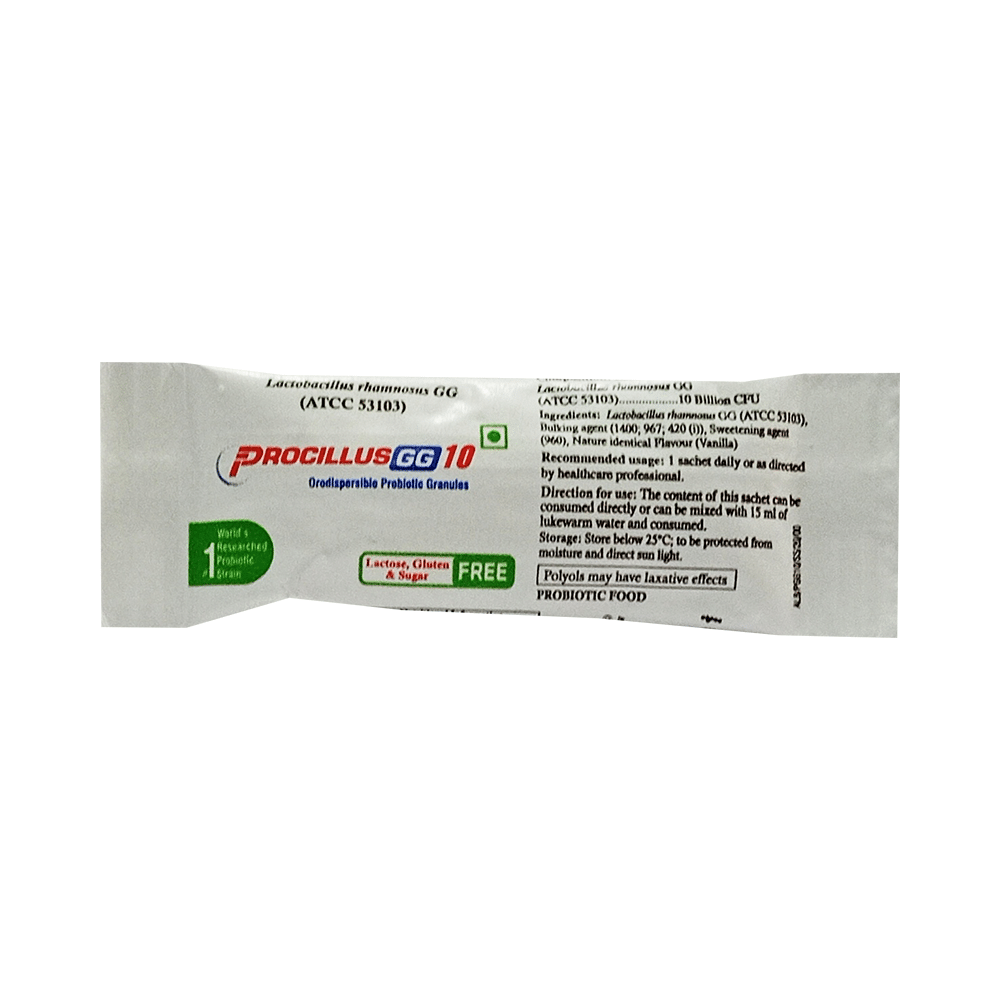Procillus GG 10 Orodispersible Probiotic Granules Vanilla Lactose,Gluten & Sugar Free - Image 4