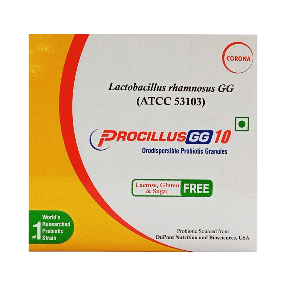 Procillus GG 10 Orodispersible Probiotic Granules Vanilla Lactose,Gluten & Sugar Free - Image 1
