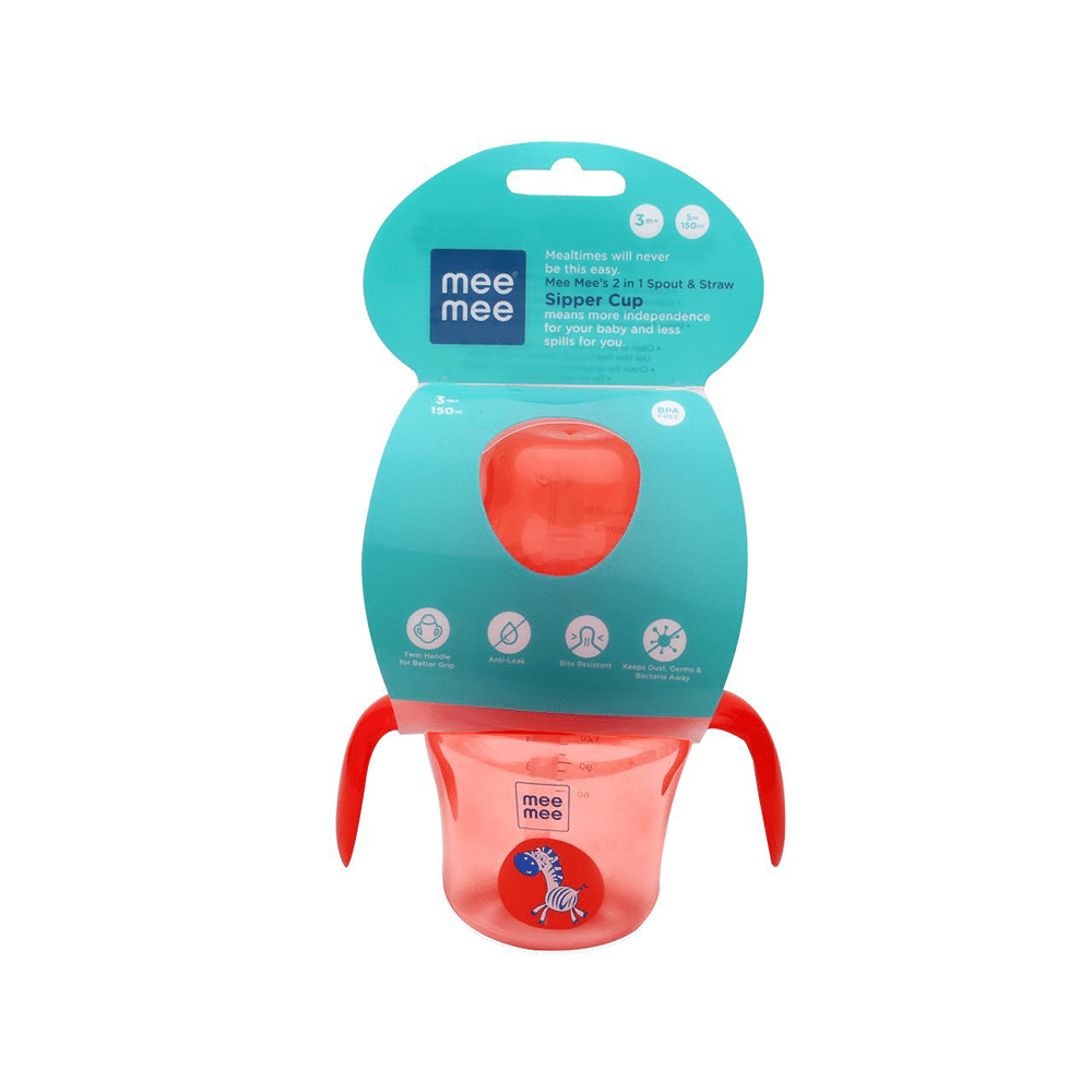 Mee Mee 2 in 1 Spout and Straw Sipper Cup Red