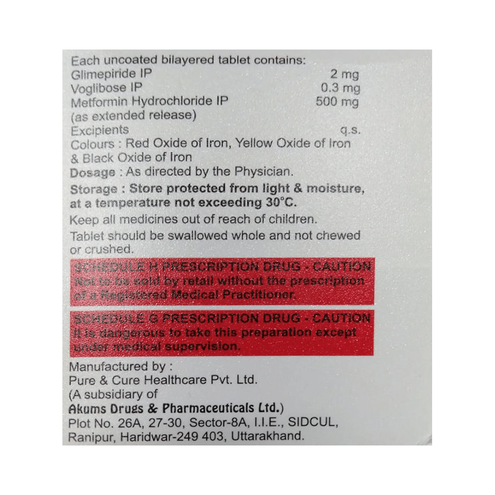 Glimzab MV 2mg/500mg/0.3mg Tablet ER - Image 2