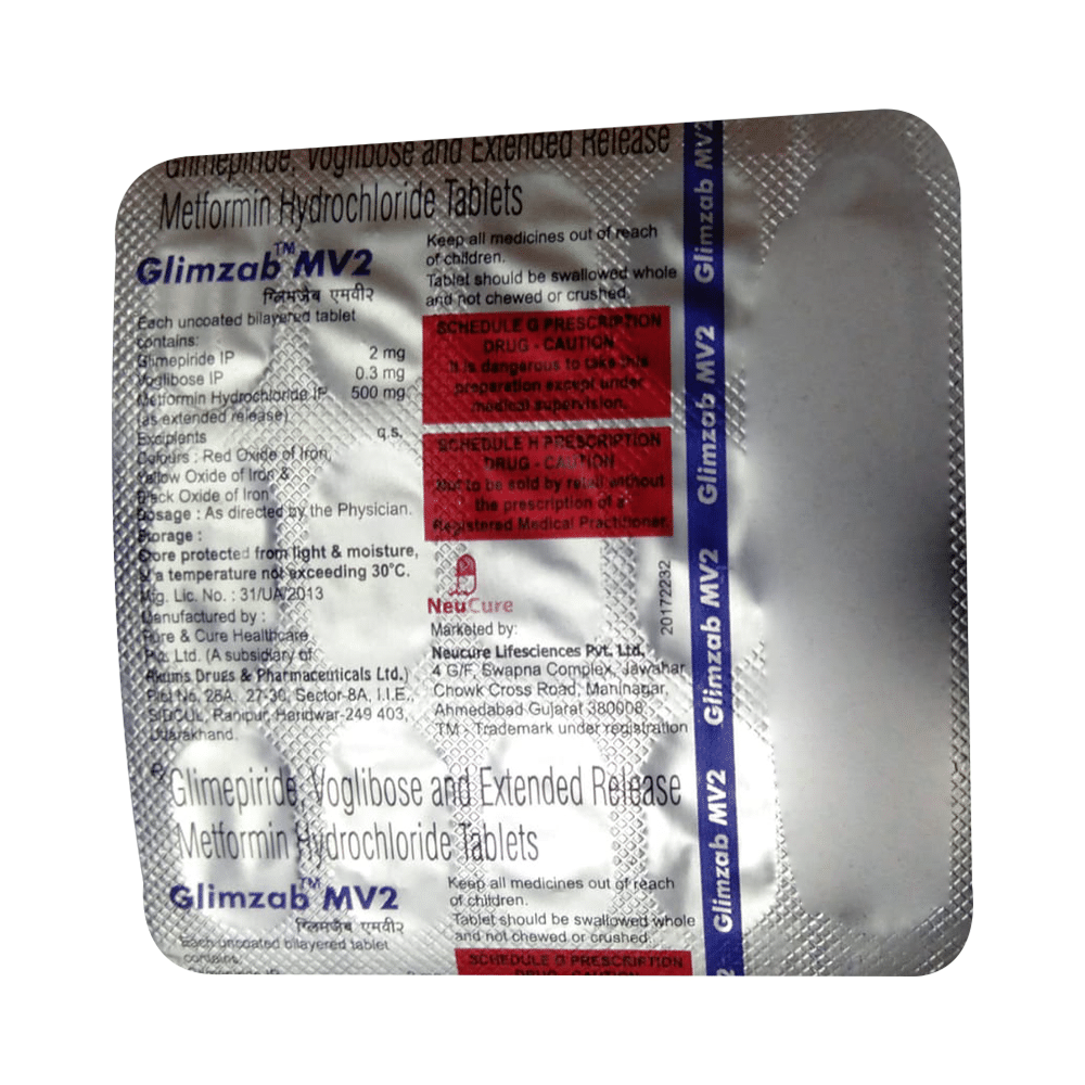 Glimzab MV 2mg/500mg/0.3mg Tablet ER - Image 3