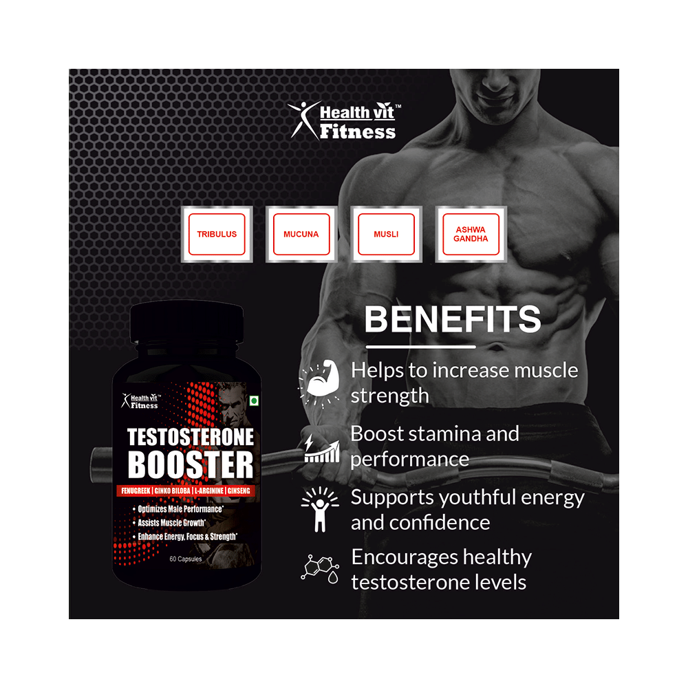 HealthVit Testosterone Booster Capsule | Supports Muscle Growth, Energy, Focus & Strength - Image 4