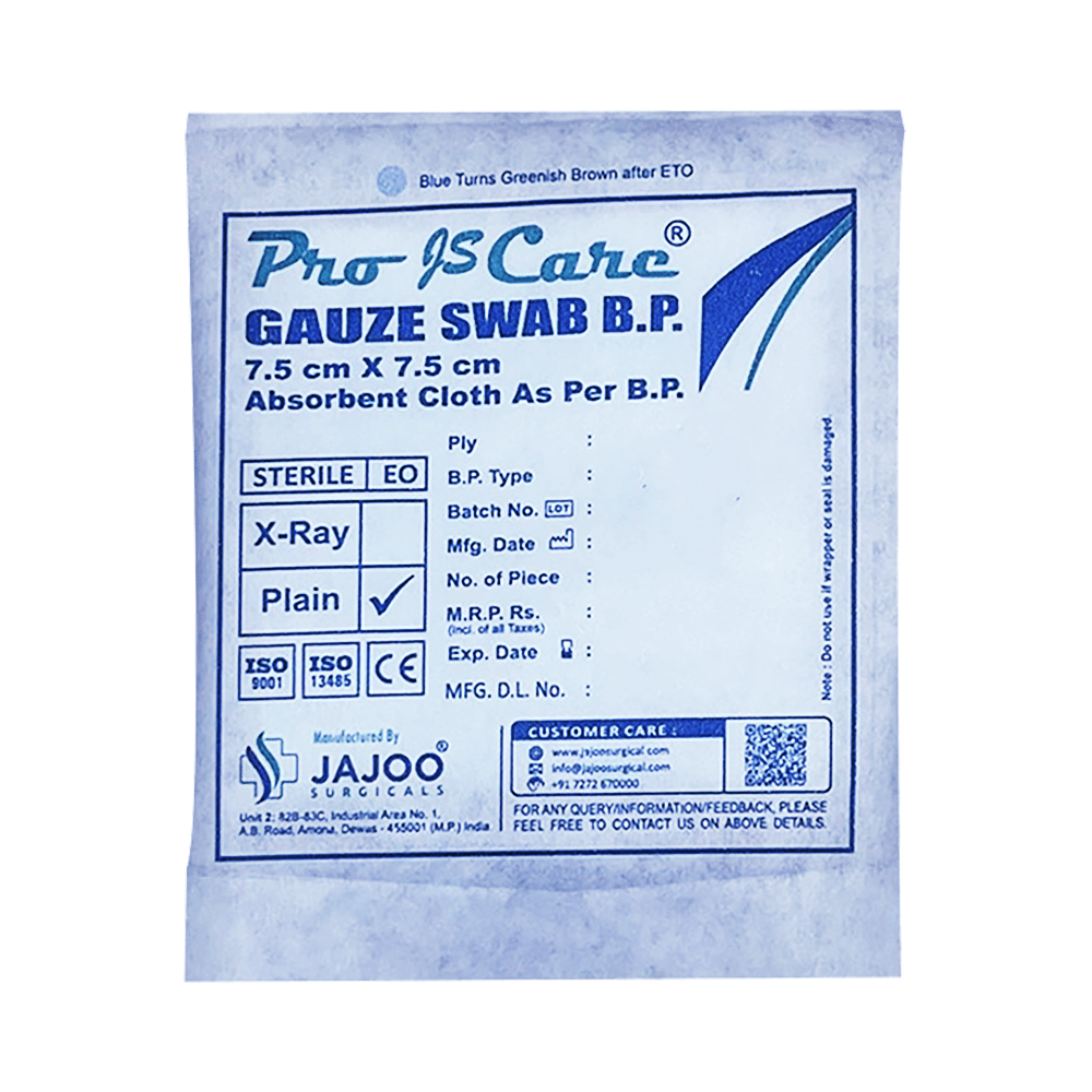 Pro Js Care Gauze Swab B.P 7.5cm x 7.5cm x 8ply - Image 2