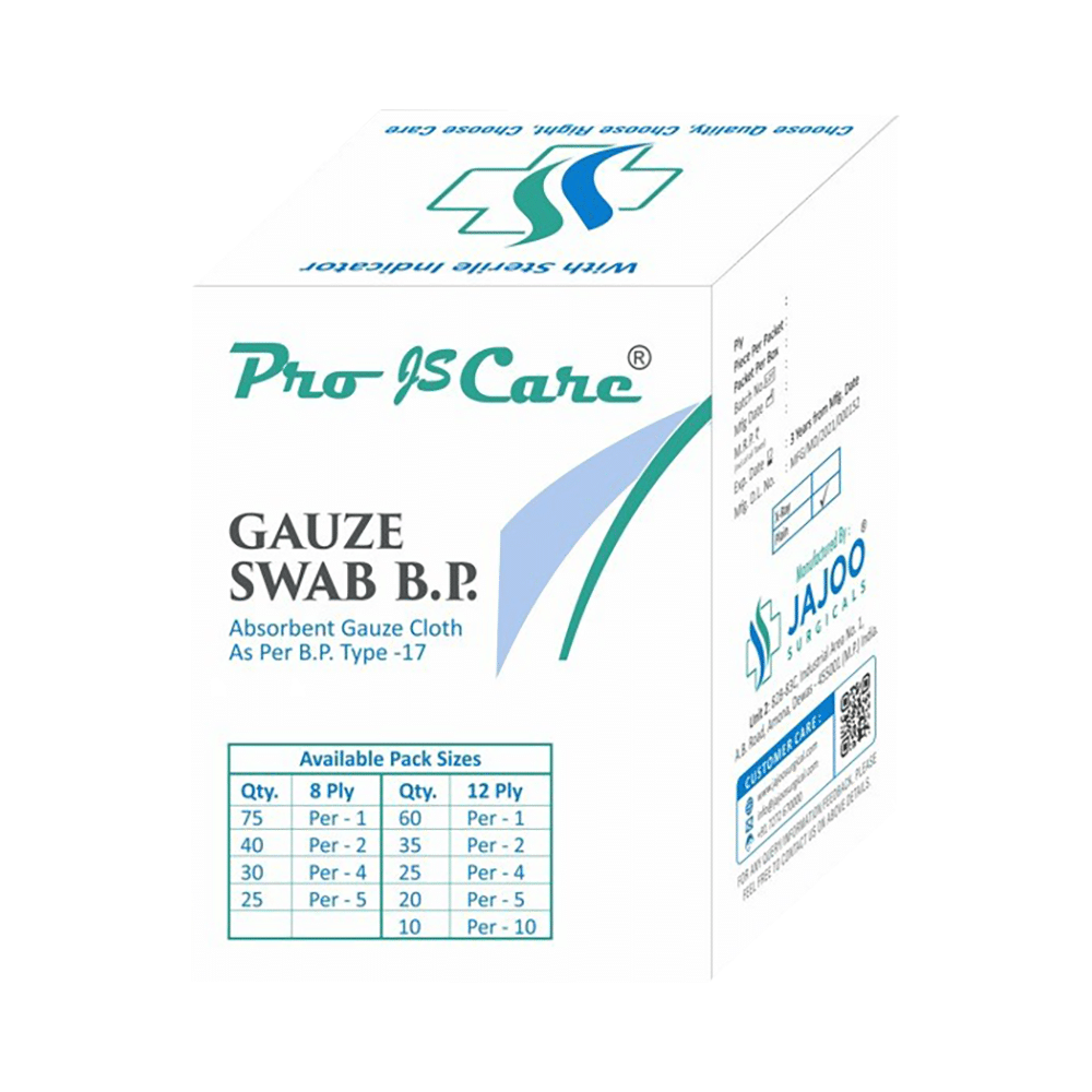 Pro Js Care Gauze Swab B.P 7.5cm x 7.5cm x 8ply