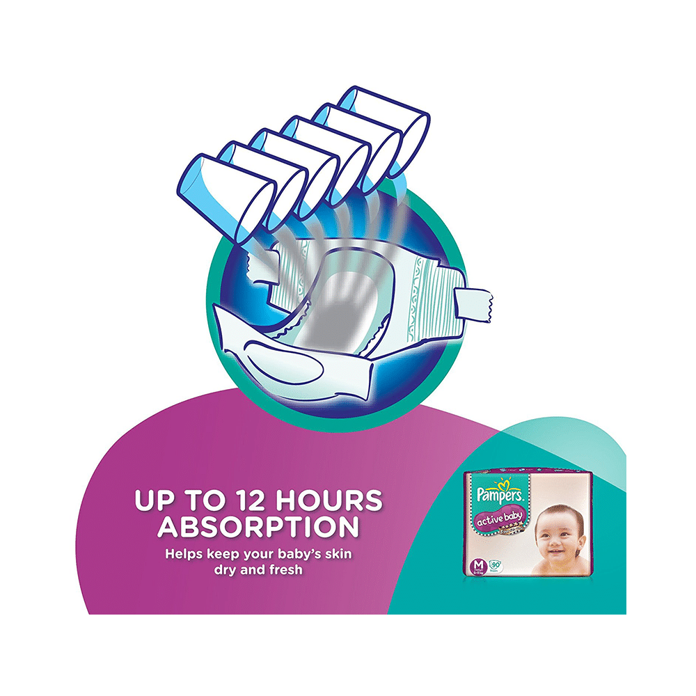 Pampers Active Baby with Comfortable Fit | Size Diaper Medium - Image 2