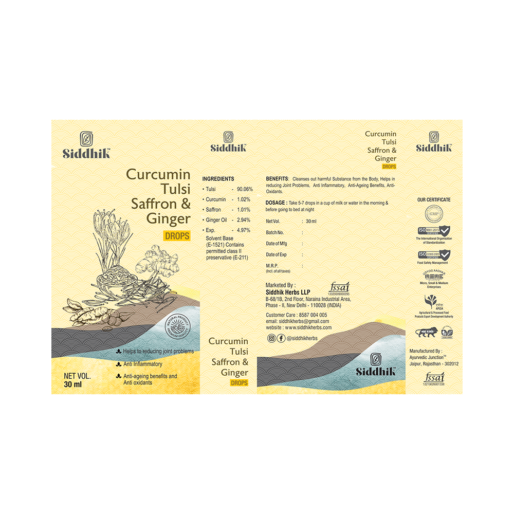 Siddhik Combo Pack of Curumin Tulsi Saffron & Ginger Drop (30ml) and Morning Miracle With Shea Butter Soap (125gm) - Image 2