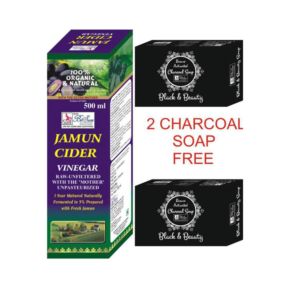 BeSure Jamun Cider Vinegar with 2 Charcoal Soap Free - Image 1