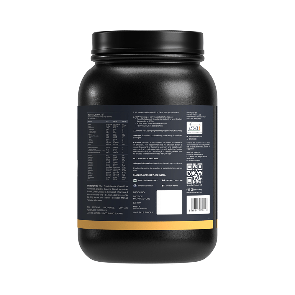 Nutrabay Gold Isolate Whey Protein for Muscles, Recovery, Digestion & Immunity | No Added Sugar  Powder Mango - Image 3