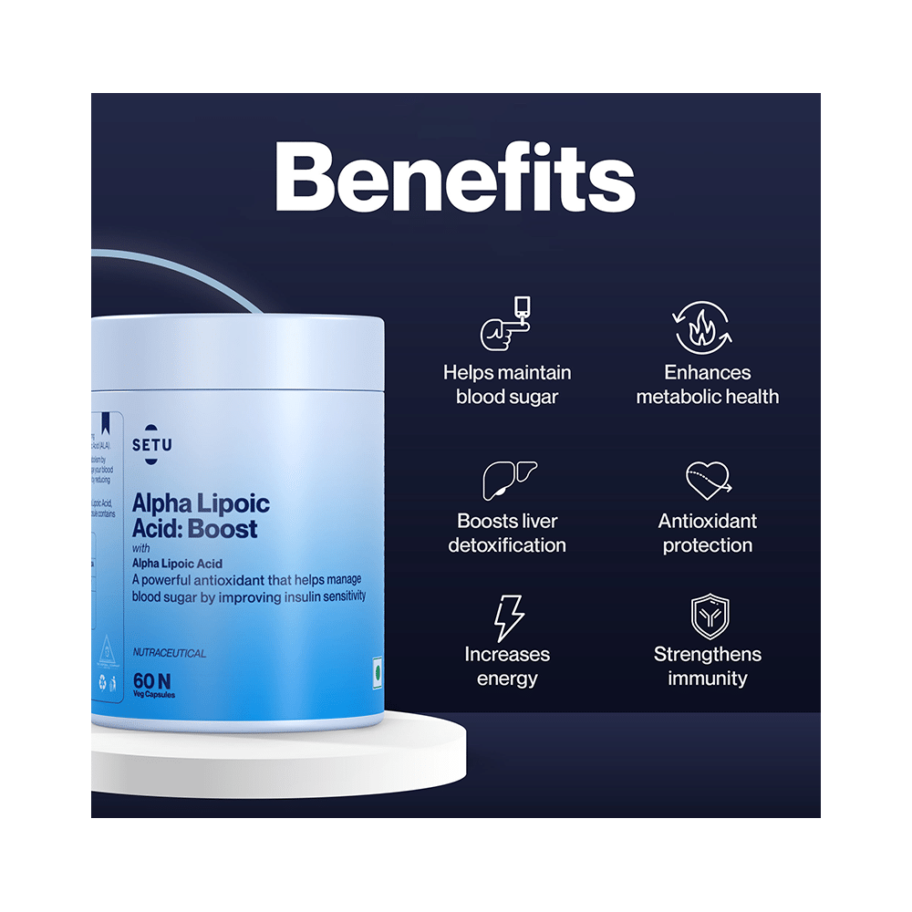 Setu Alpha Lipoic Acid Boost Tablet for Liver Function, Energy & Blood Sugar (60 Each) - Image 6