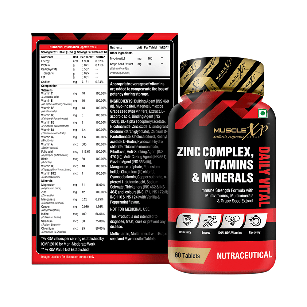 MuscleXP Zinc Complex Vitamins & Minerals Daily Vital Tablet (60 Each) - Image 7
