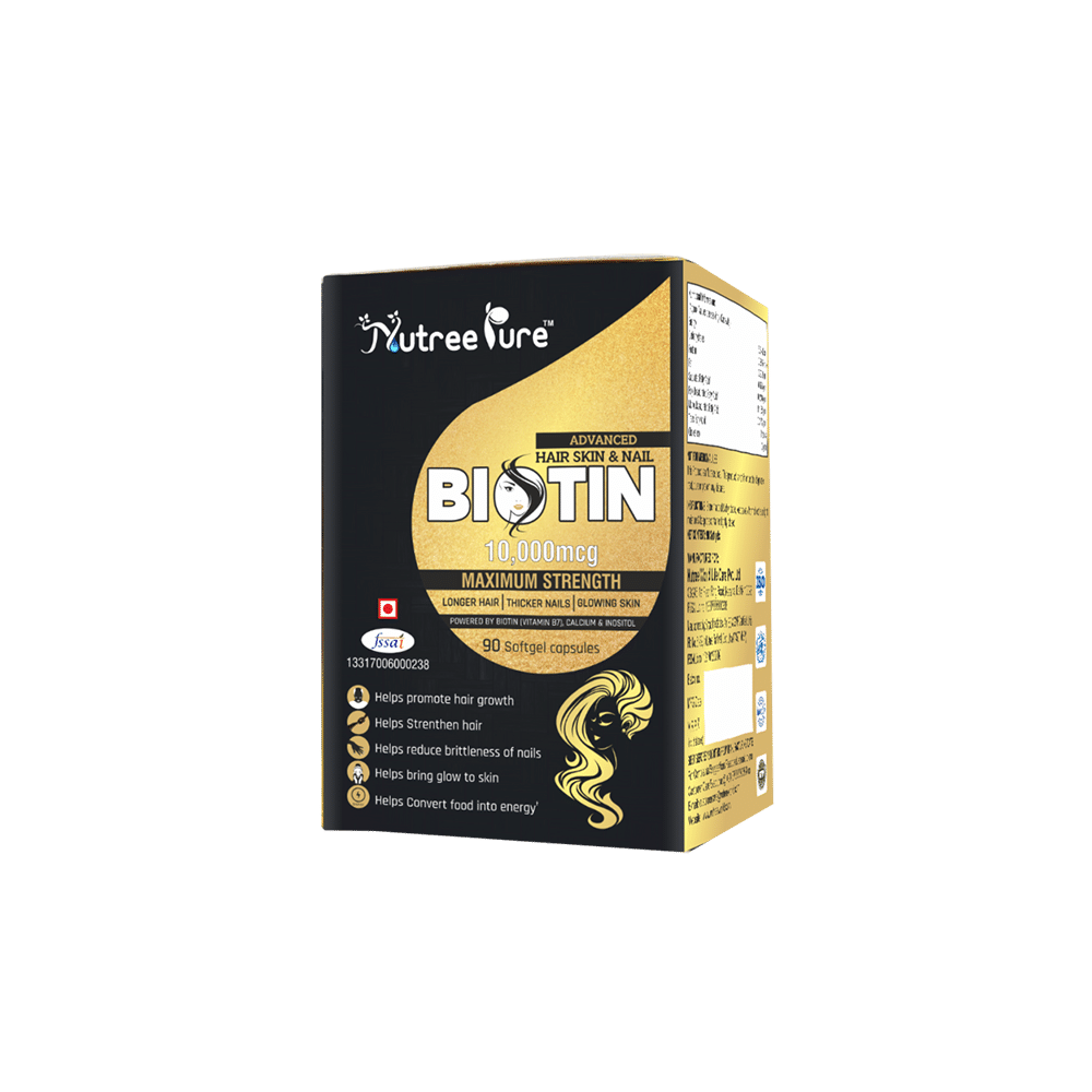Nutree Pure Biotin 10000mcg Softgel Capsules - Image 2