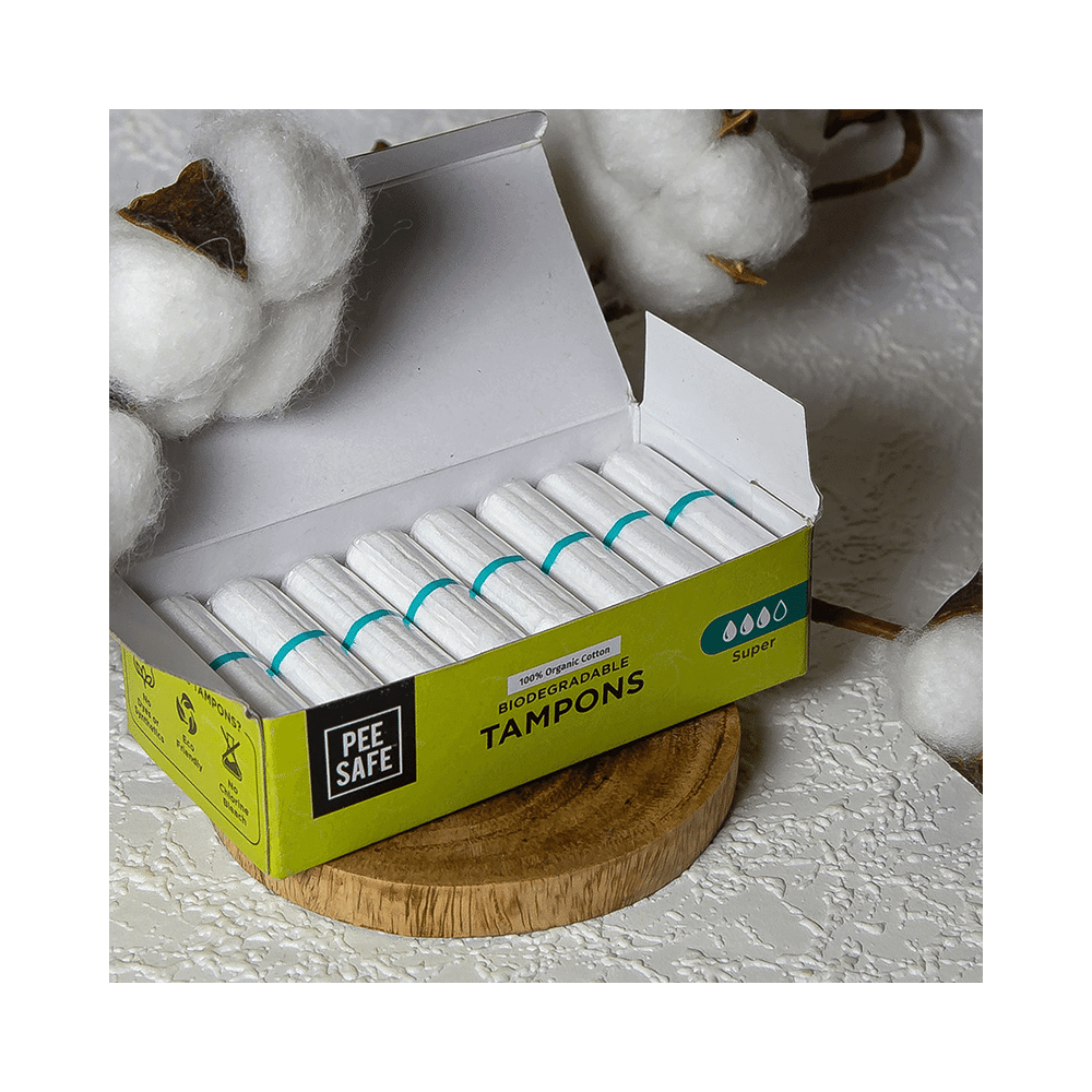 Pee Safe 100% Organic Cotton Biodegradable Tampons Super Plus - Image 8