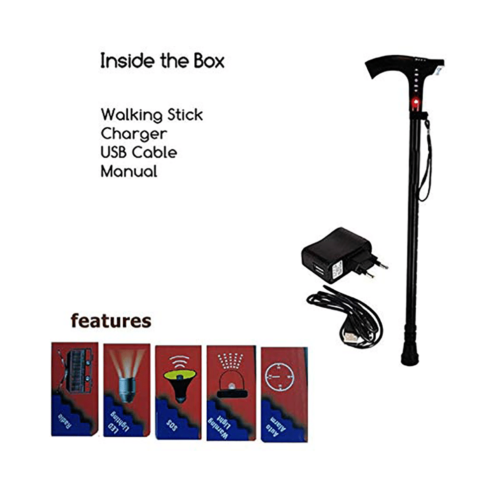 MCP Jindal Smart Walking Stick with Fm Radio, Siren & Torch - Image 2