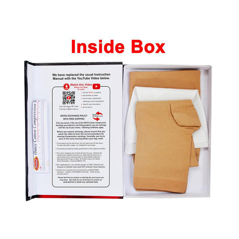 Ontex Cotton Compression Stockings Knee Length for Varicose Veins XXL Beige - Image 3