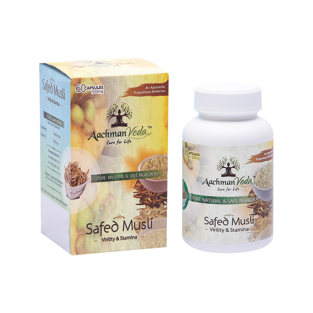 Aachman Veda Safed Musli Virility & Stamina Capsule 500mg (60 Each) - Image 4