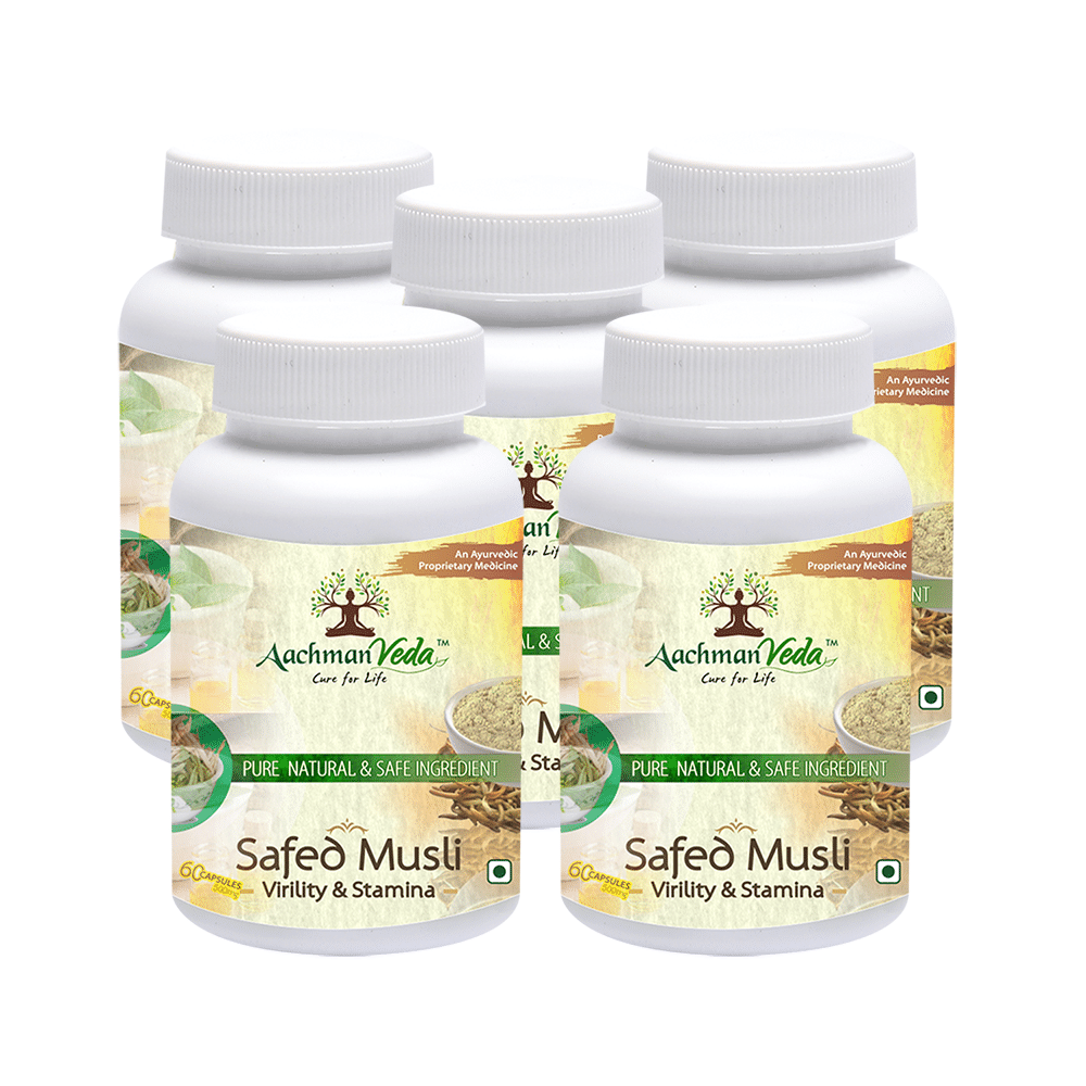 Aachman Veda Safed Musli Virility & Stamina Capsule 500mg (60 Each) - Image 1