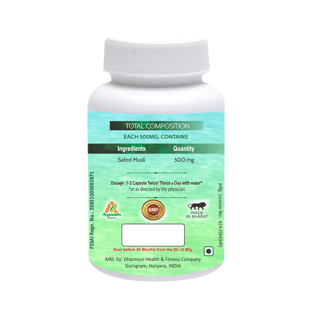 Aachman Veda Safed Musli Virility & Stamina Capsule 500mg (60 Each) - Image 2