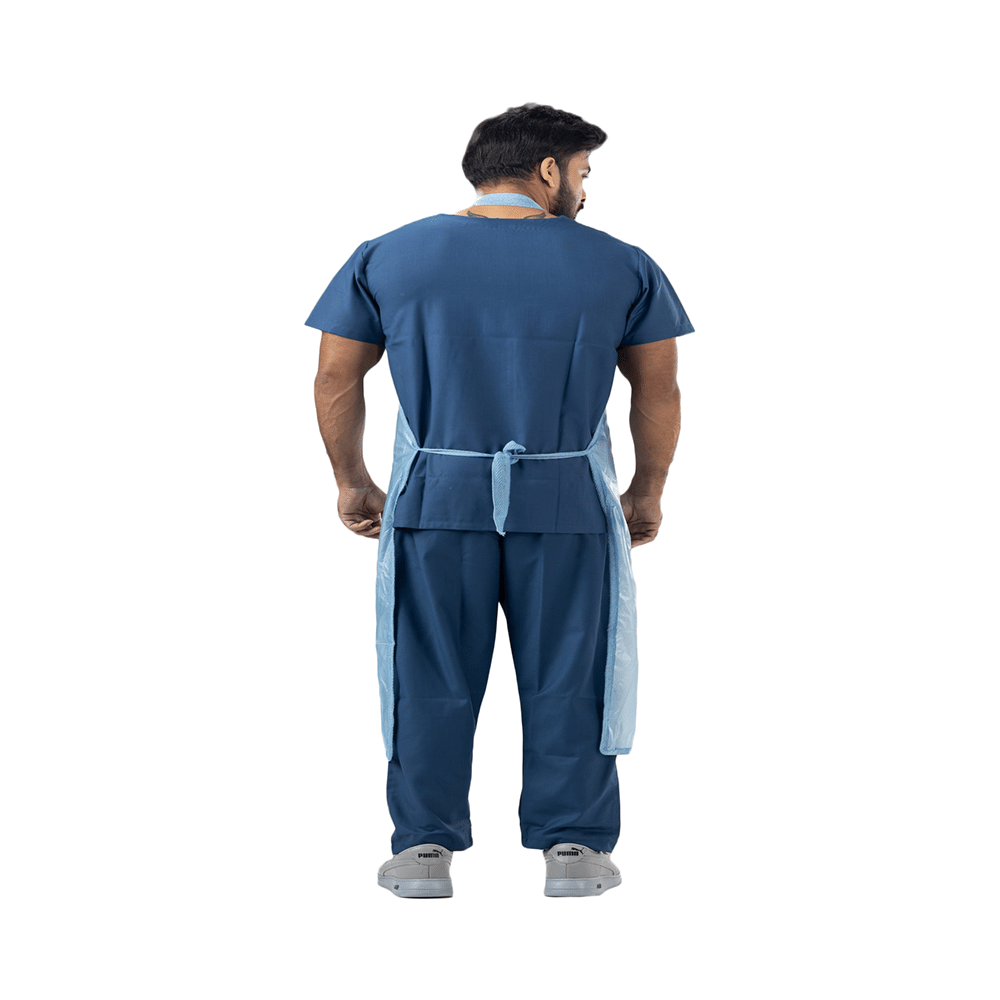 Agarwals Reusable Plastic Front Apron for Hospital & Home Use Tie-Type Sky Blue - Image 3