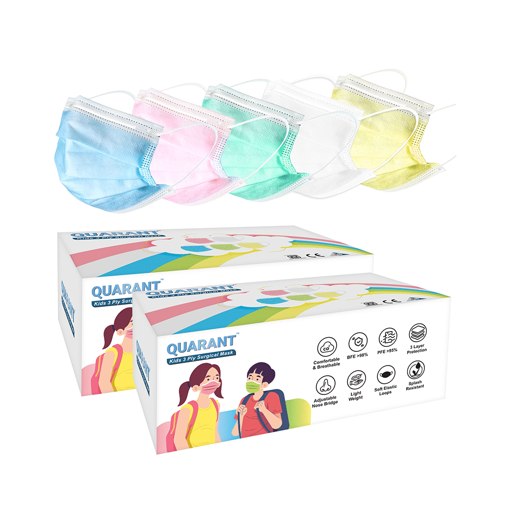 Quarant Kids 3 Ply Surgical Mask (50 Each) Assorted - Image 1