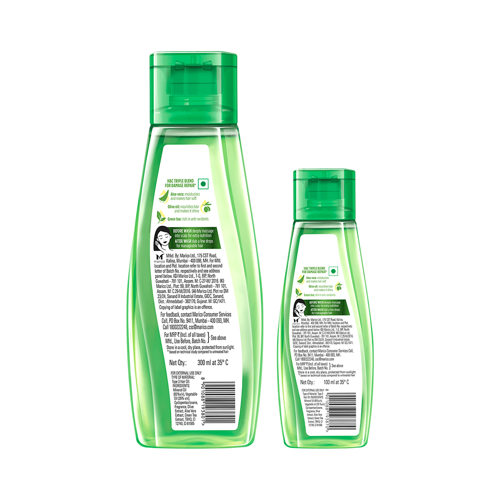 Hair & Care Triple Blend Aloe Vera, Olive Oil & Green Tea Damage Repair Hair Oil with Hair & Care 100ml Hair Oil - Image 2