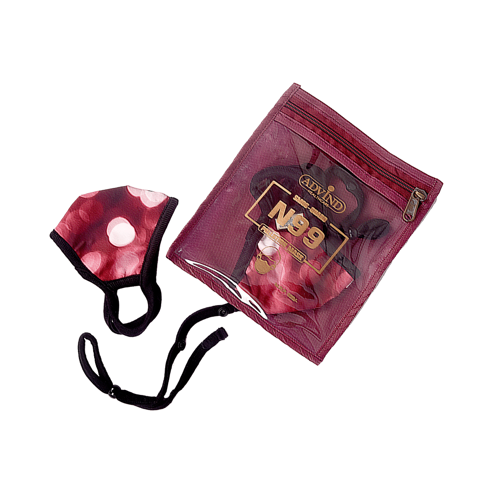 Advind Healthcare Smog-Guard N99 Pollution Mask for Kids Small Red Polka Dots Design without Valve - Image 4