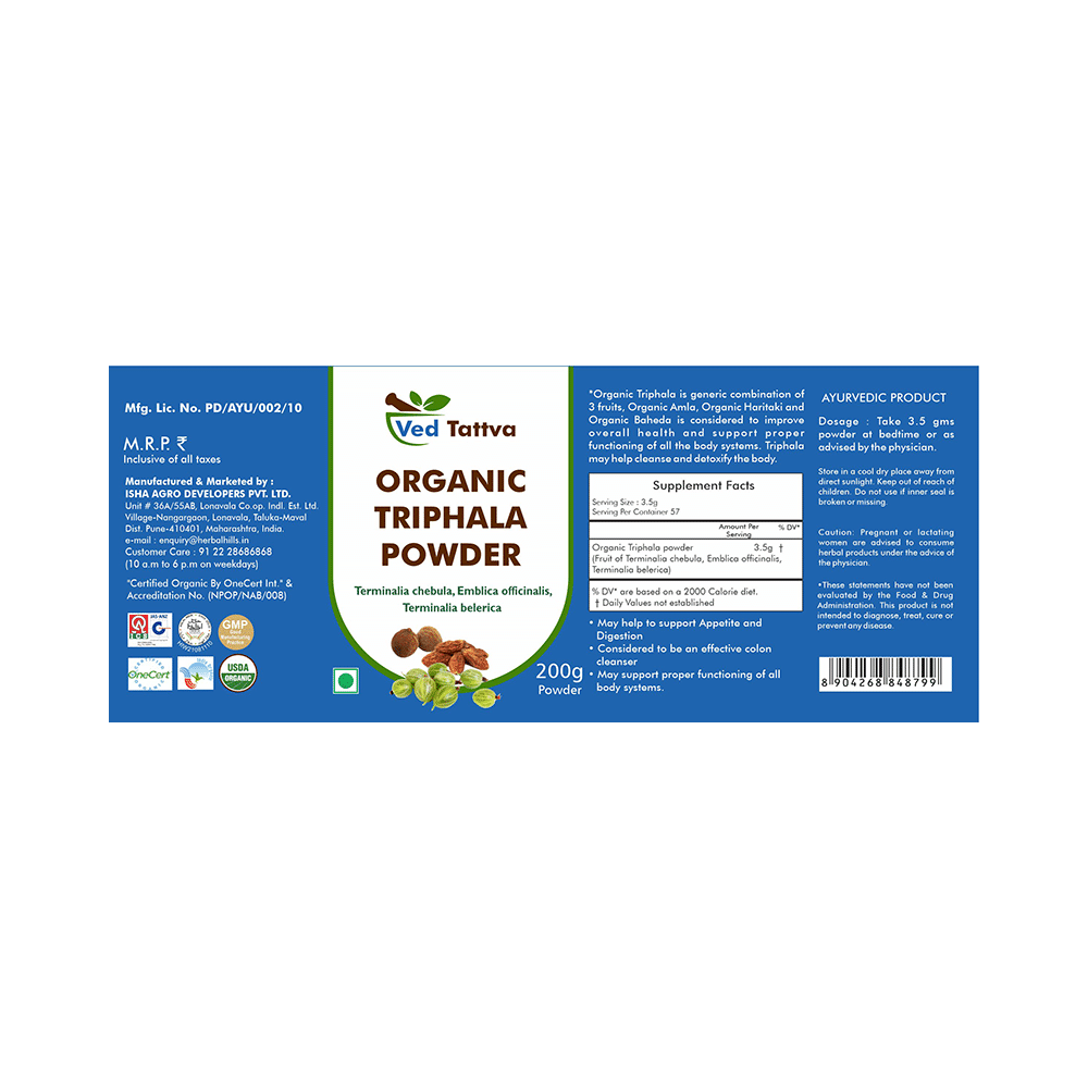 Ved Tattva Triphala Terminalia Chebula, Emblica Officinalis, Terminalia Belerica Powder - Image 9