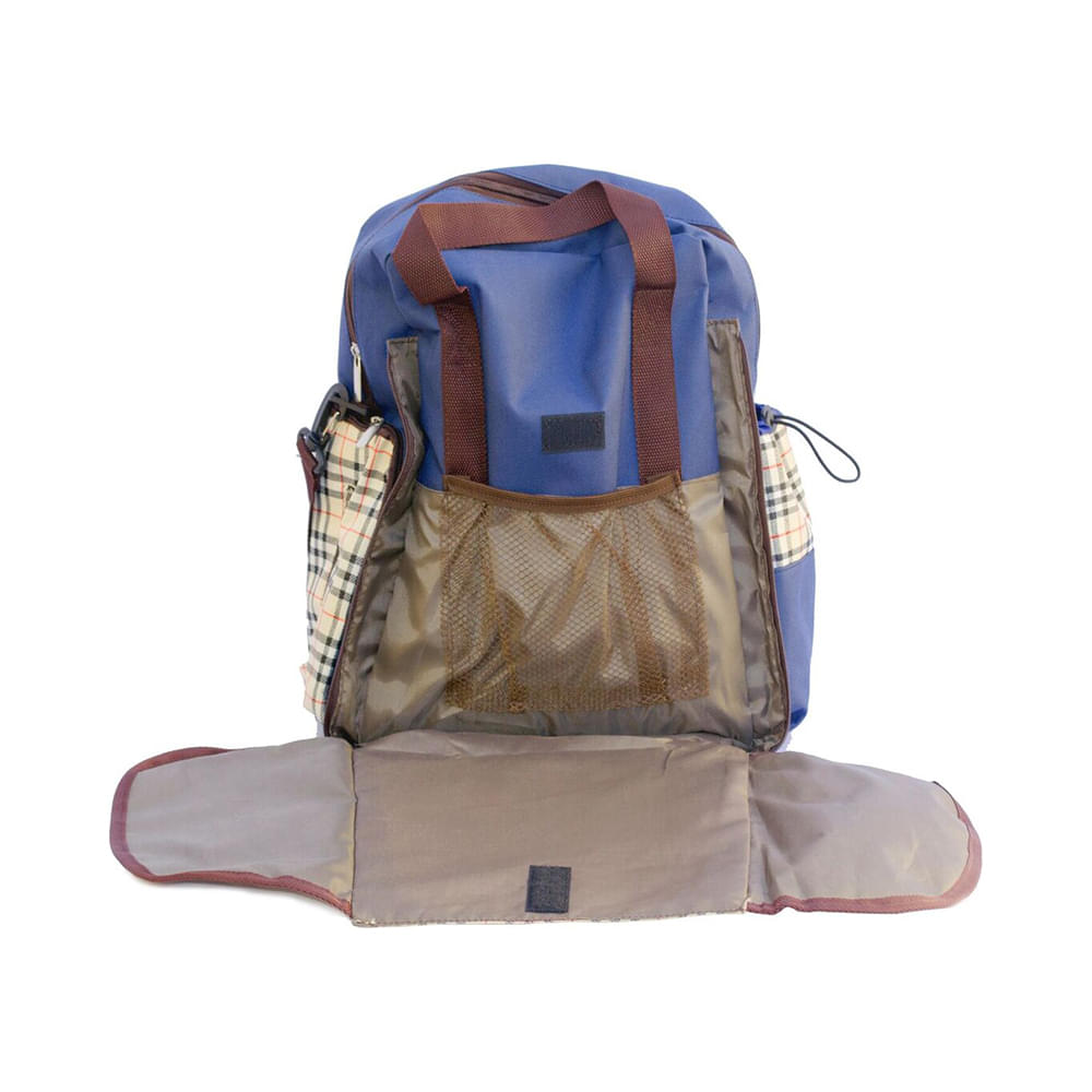 Polka Tots Waterproof Diaper Bag for Travel, Mothers Blue with Changing Mat - Image 2