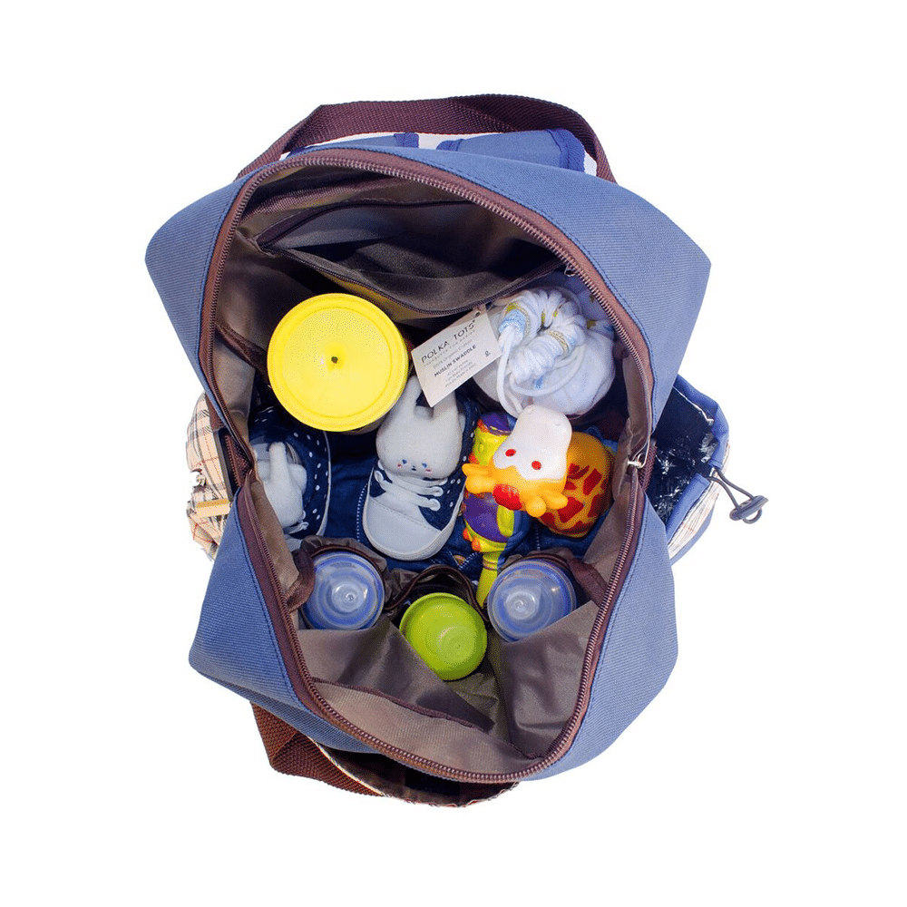 Polka Tots Waterproof Diaper Bag for Travel, Mothers Blue with Changing Mat - Image 5