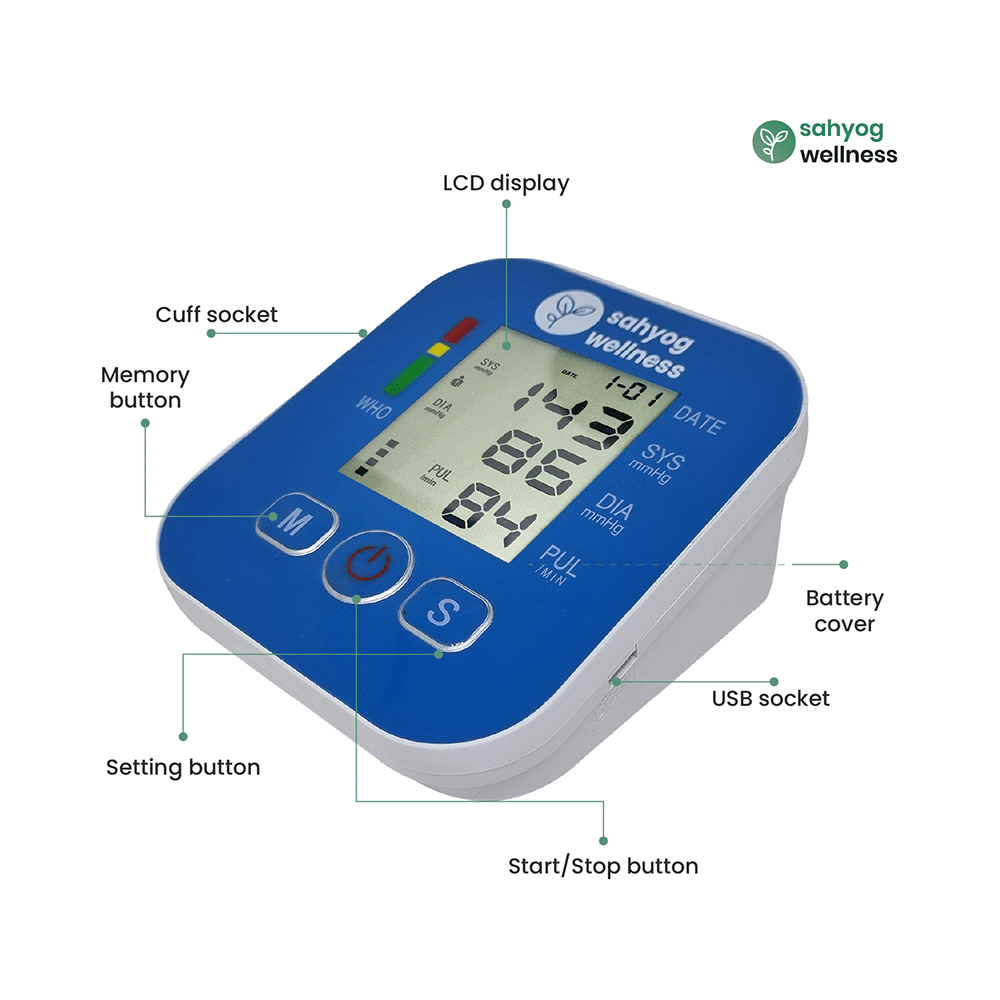 Sahyog Wellness Automatic Upper Arm Digital Blood Pressure Monitor (XXL Cuff) - Image 2