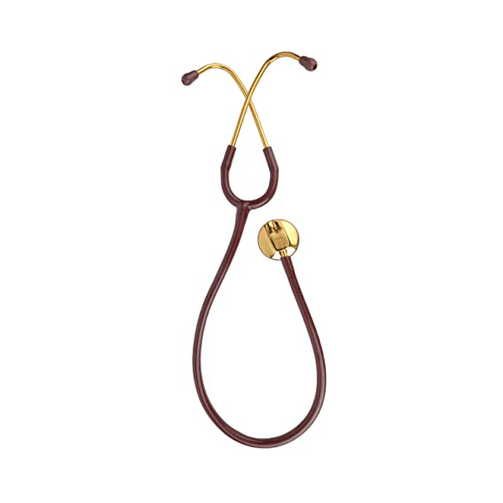 Bos Medicare Surgical Gold Plated Single Head SS (Bosm 41) High Acoustic Stethoscope Brown - Image 5