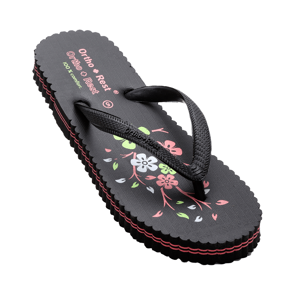 Ortho + Rest Women's Cool Extra Soft and Comfortable Orthopedic Flip Flops for Home Daily Use Black 7