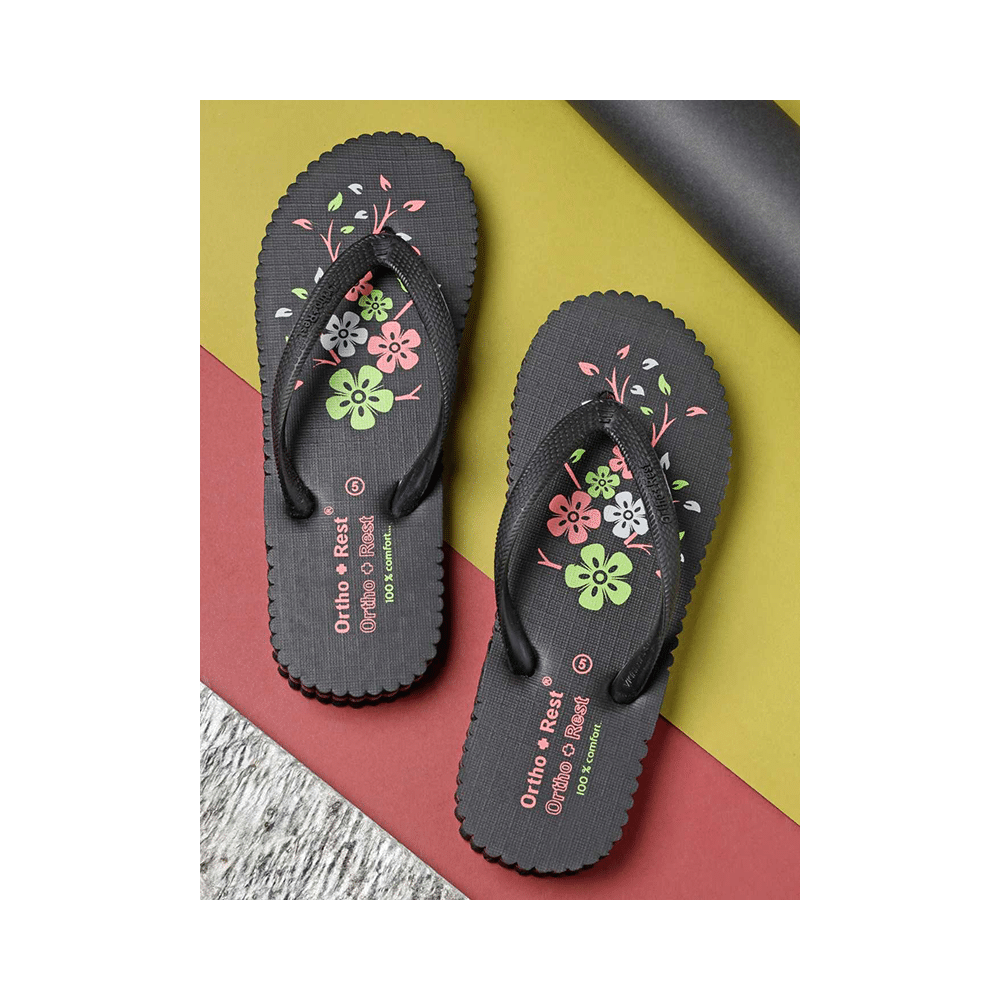 Ortho + Rest Women's Cool Extra Soft and Comfortable Orthopedic Flip Flops for Home Daily Use Black 7 - Image 8