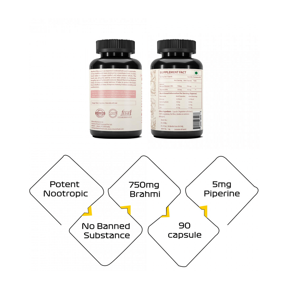 Vitaminhaat Brahmi  Bacopa 750mg Capsule - Image 2