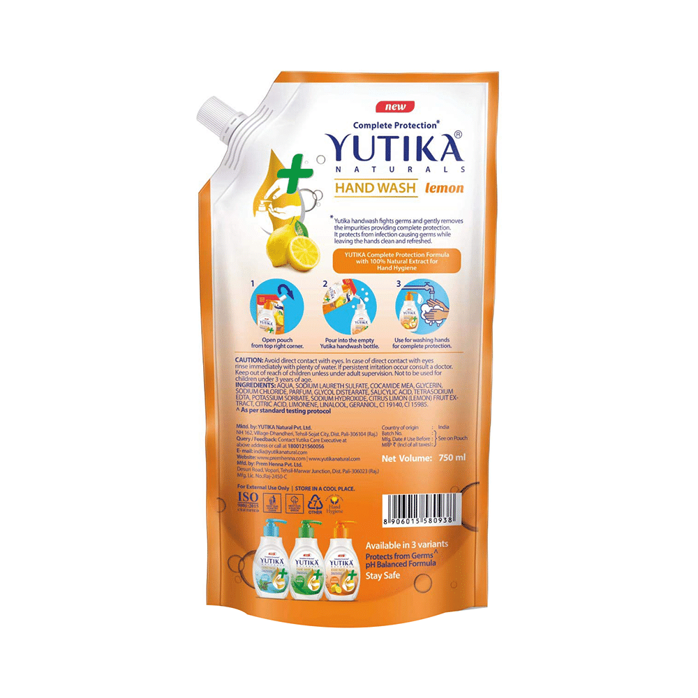 Yutika Naturals Complete Protection Hand Wash Lemon Refill - Image 2